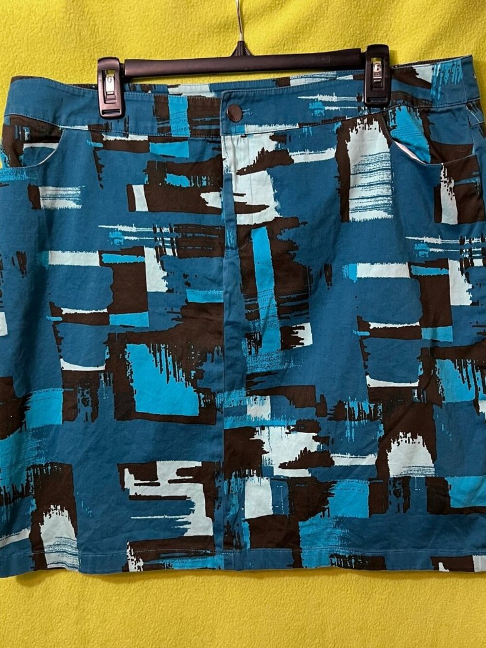 Calvin Klein Abstract Graphic Multicolor Pencil Mini Skirt Blue Sz 16